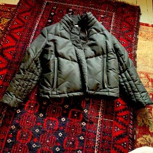 helmet Lang Black Moto Puffer Coat